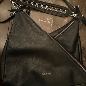 Calvin Klein Black Geometric Leather Bag